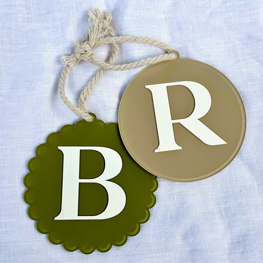 Personalised Initial Christmas Ornament - Round or Scalloped Edge