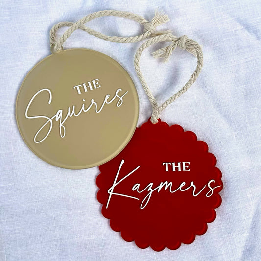 Personalised Family Christmas Ornament - Round or Scalloped Edge