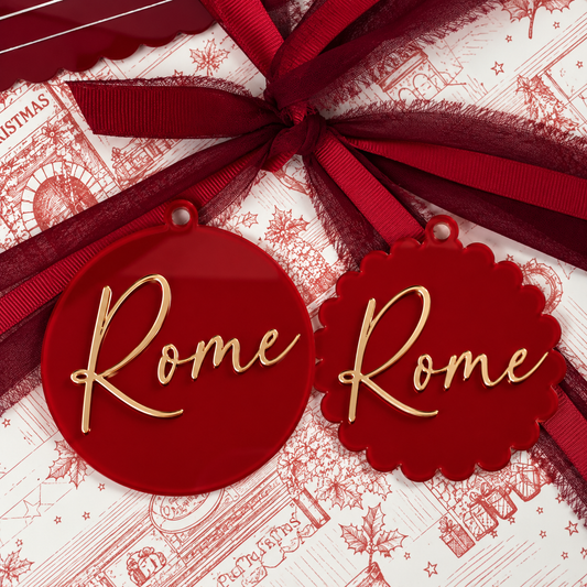 Personalised Name Christmas Ornament - Round or Scalloped Edge