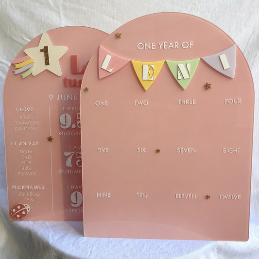 Personalised First Year Photo Board - Pastel Garland