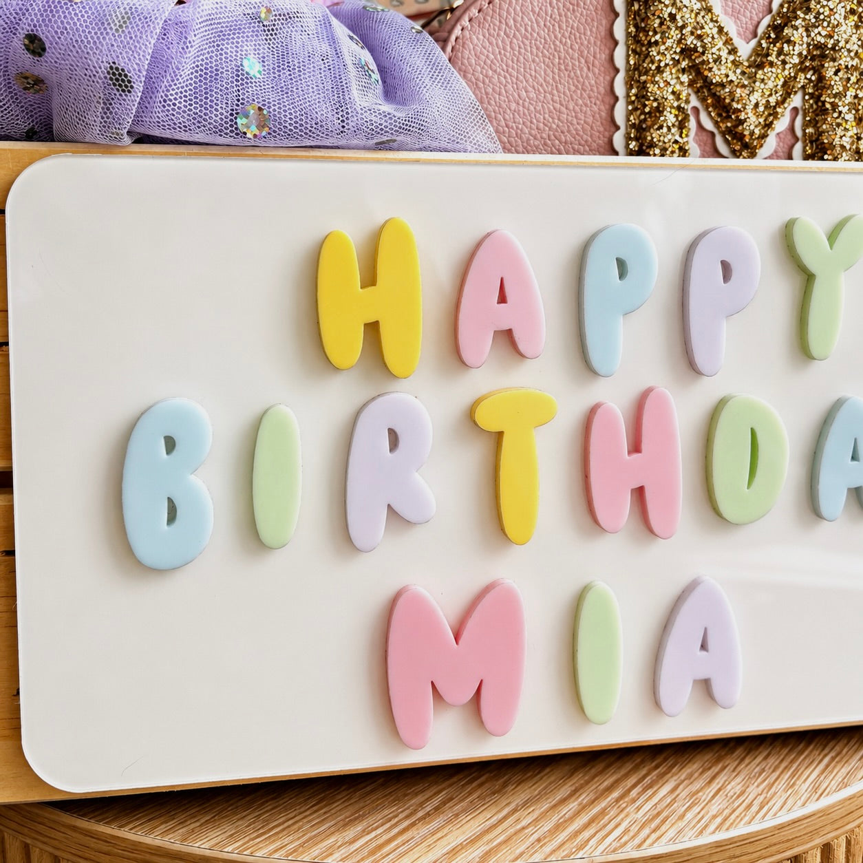 Birthday Plaque - Pastel Balloon Name