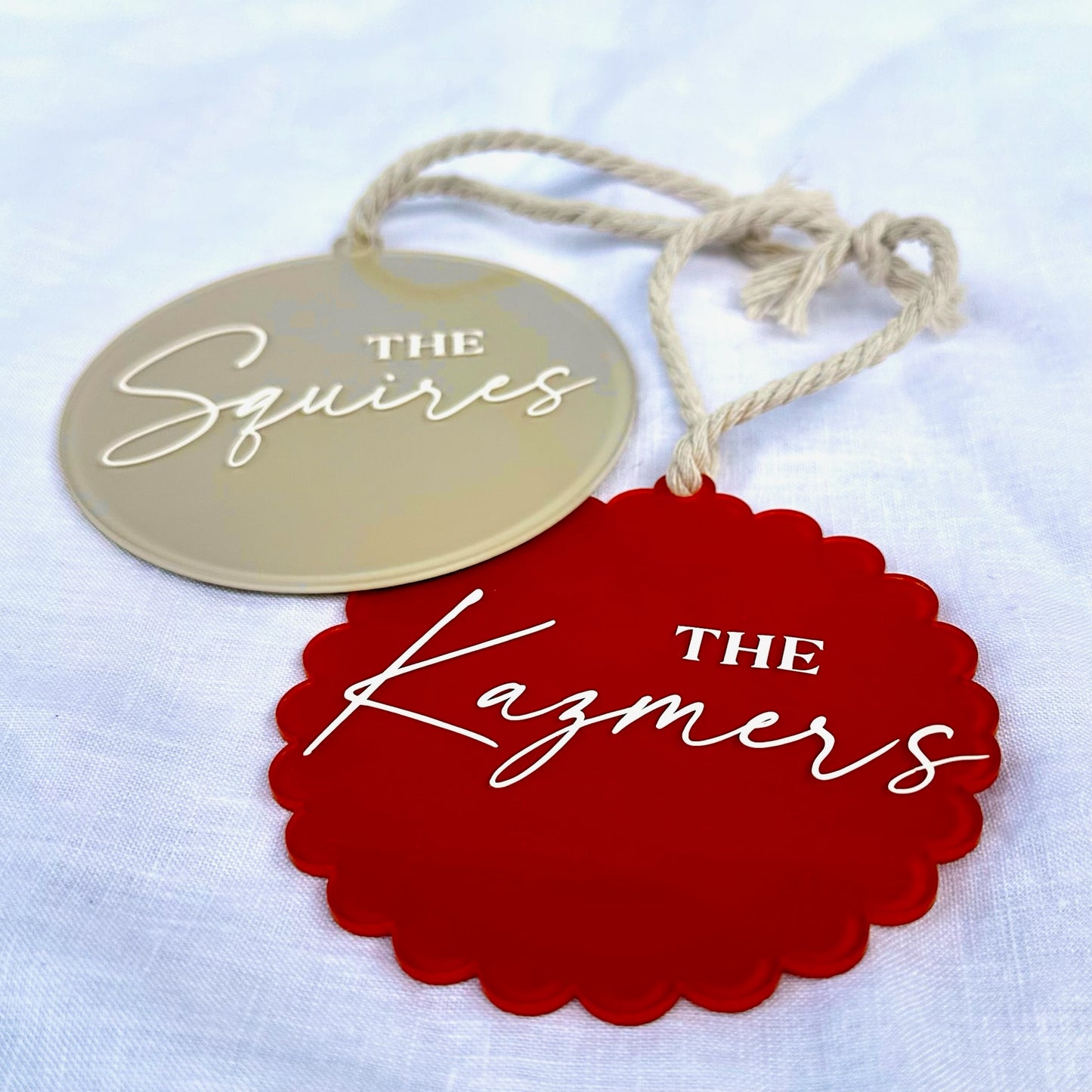 Personalised Family Christmas Ornament - Round or Scalloped Edge