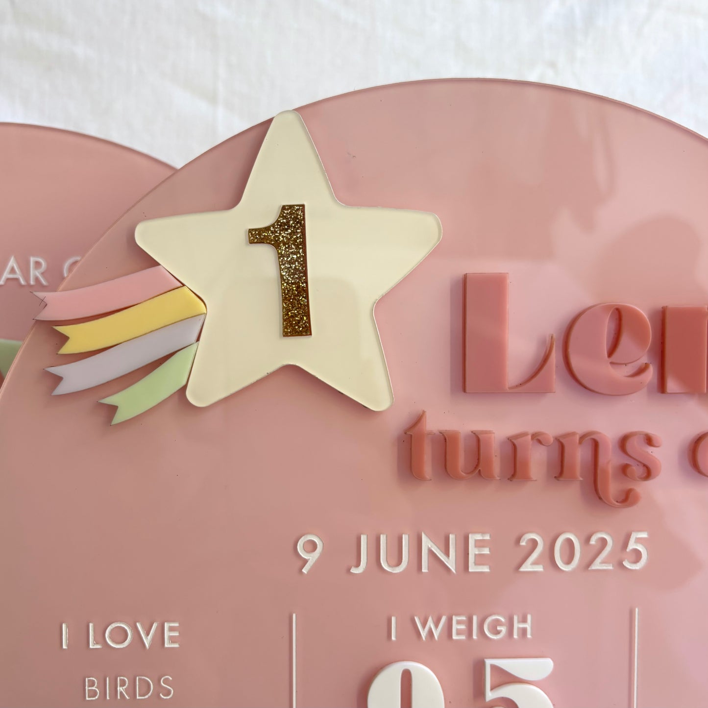 Personalised Milestone Birthday Board - Pastel Rainbow Shooting Star