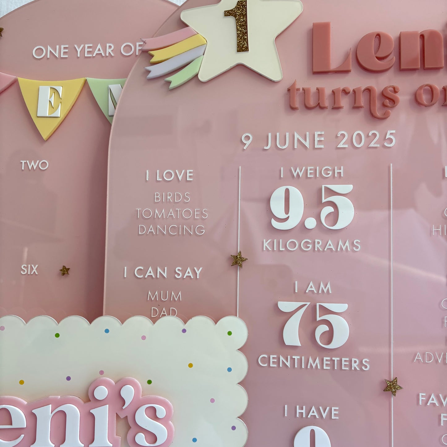Personalised Milestone Birthday Board - Pastel Rainbow Shooting Star