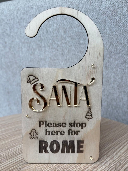 Personalised Santa Stop Here Door Hanger
