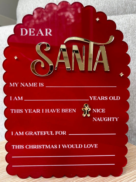 Reusable Santa Letter  - Acrylic (with Paint Pen)