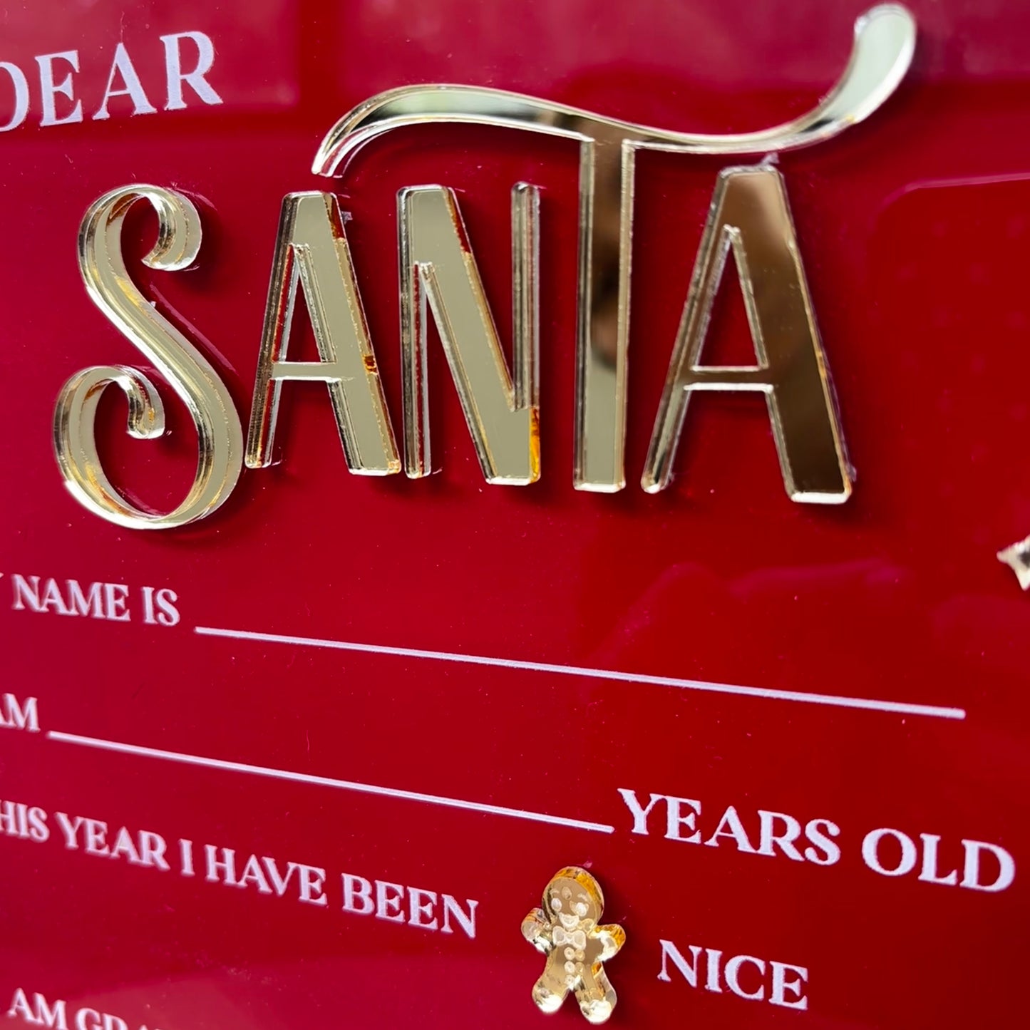 Reusable Santa Letter  - Acrylic (with Paint Pen)