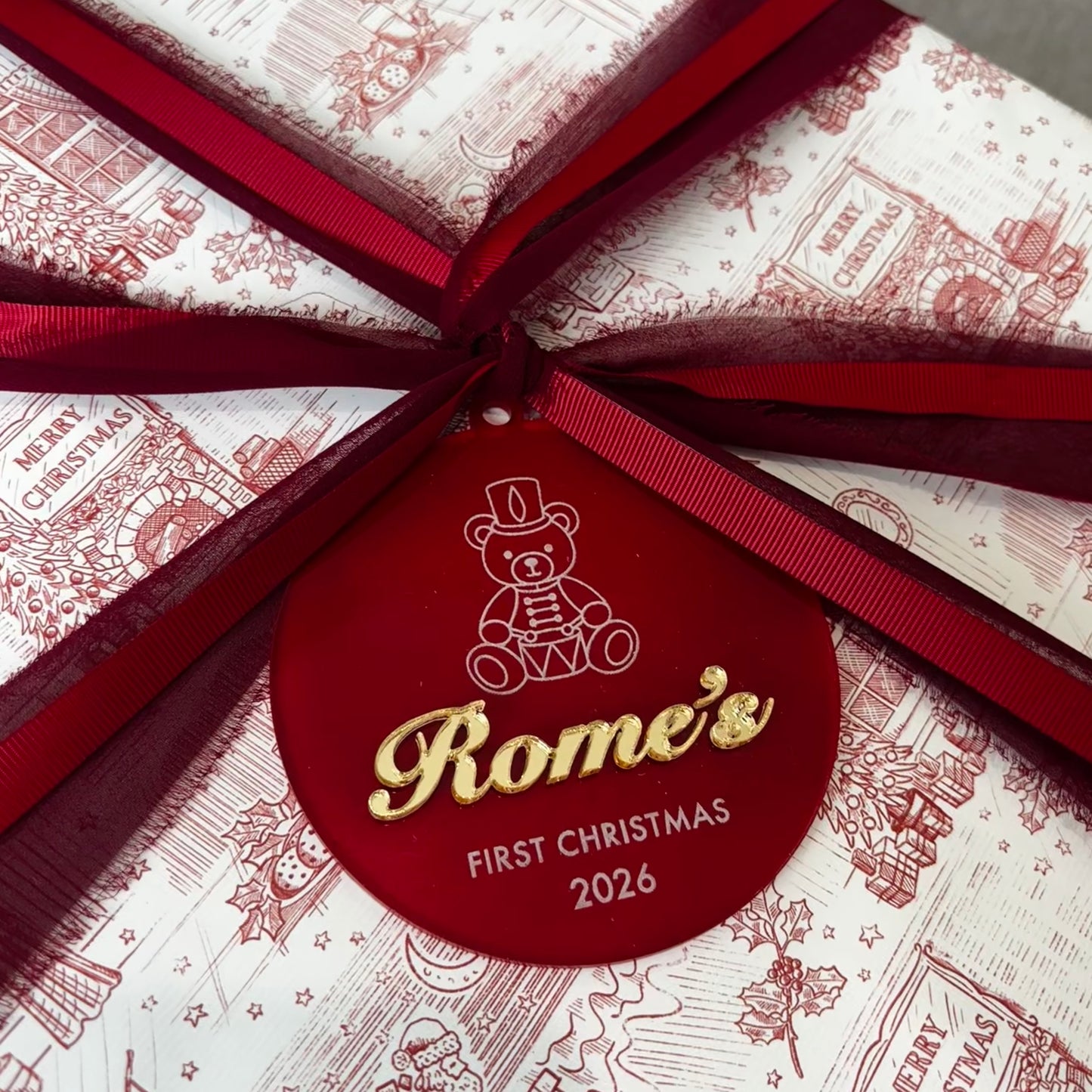 Personalised 'First Christmas' Ornament - Round or Scalloped Edge